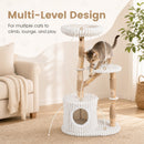 Solid Wood Cat Tree 41" with Real Branches & Cozy Bed