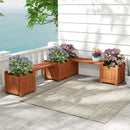Solid Wood Flower Box Mini Outdoor Planter Boxes with Bench by LJGDeals