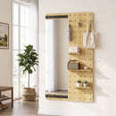 Full Length Wall Mirror with Sliding Pegboard & Shelves
