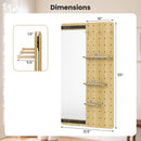 Full Length Wall Mirror with Sliding Pegboard & Shelves