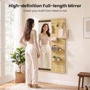 Full Length Wall Mirror with Sliding Pegboard & Shelves