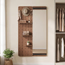 Full Length Wall Mirror with Sliding Pegboard & Shelves