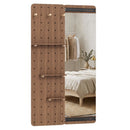 Full Length Wall Mirror with Sliding Pegboard & Shelves