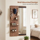 Full Length Wall Mirror with Sliding Pegboard & Shelves