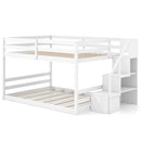 Solid Wood Full Over Full Low Bunk Bed with Storage Stairs by LJGDeals