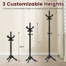 Solid Wood Hall Tree with 11 Hooks and 3 Height Options for Entryway