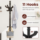 Solid Wood Hall Tree with 11 Hooks and 3 Height Options for Entryway