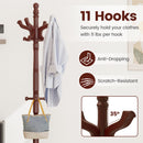 Solid Wood Hall Tree with 11 Hooks and 3 Height Options for Entryway