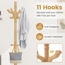 Solid Wood Hall Tree with 11 Hooks and 3 Height Options for Entryway