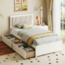 Solid Wood Structure Bed Frame with 2 Drawers Upholstered Headboard-Twin Size by LJGDeals