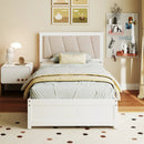 Solid Wood Structure Bed Frame with 2 Drawers Upholstered Headboard-Twin Size by LJGDeals