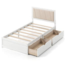 Solid Wood Structure Bed Frame with 2 Drawers Upholstered Headboard-Twin Size by LJGDeals