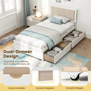 Solid Wood Structure Bed Frame with 2 Drawers Upholstered Headboard-Twin Size by LJGDeals