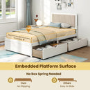 Solid Wood Structure Bed Frame with 2 Drawers Upholstered Headboard-Twin Size by LJGDeals