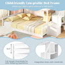 Solid Wood Twin Over Full Low Bunk Bed with Storage Stairs by LJGDeals
