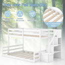 Solid Wood Twin Over Full Low Bunk Bed with Storage Stairs by LJGDeals
