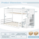 Solid Wood Twin Over Full Low Bunk Bed with Storage Stairs by LJGDeals
