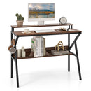 Space Saving Computer Desk with Monitor Stand and Extra Storage Shelf for Work Study by LJGDeals
