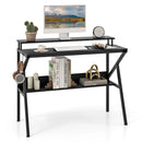 Space Saving Computer Desk with Monitor Stand and Extra Storage Shelf for Work Study by LJGDeals