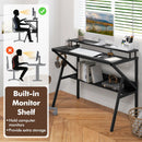 Space Saving Computer Desk with Monitor Stand and Extra Storage Shelf for Work Study by LJGDeals