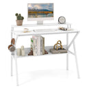 Space Saving Computer Desk with Monitor Stand and Extra Storage Shelf for Work Study by LJGDeals