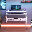 Space Saving Computer Desk with Monitor Stand and Extra Storage Shelf for Work Study by LJGDeals