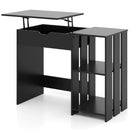 Space Saving Computer Desk with Hidden Compartment and Open Storage Shelves-Black by LJGDeals