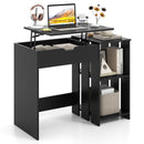 Space Saving Computer Desk with Hidden Compartment and Open Storage Shelves-Black by LJGDeals