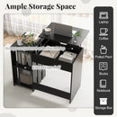 Space Saving Computer Desk with Hidden Compartment and Open Storage Shelves-Black by LJGDeals