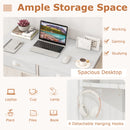 Space Saving Home Office Desk with 2 Fabric Drawers and 4 Hanging Hooks