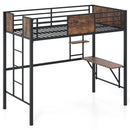Space-Saving Twin Loft Bed with Safety Guardrail and Ladder-Coffee by LJGDeals