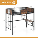 Space-Saving Twin Loft Bed with Safety Guardrail and Ladder-Coffee by LJGDeals