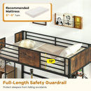 Space-Saving Twin Loft Bed with Safety Guardrail and Ladder-Coffee