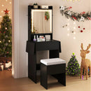 Space-saving Vanity Desk with Mirror and Lights for Bedroom by LJGDeals