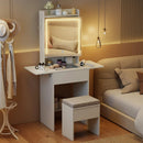 Space-saving Vanity Desk with Mirror and Lights for Bedroom by LJGDeals