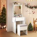 Space-saving Vanity Desk with Mirror and Lights for Bedroom