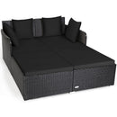 Spacious Outdoor Rattan Daybed with Upholstered Cushions and Pillows by LJGDeals