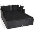 Spacious Outdoor Rattan Daybed with Upholstered Cushions and Pillows