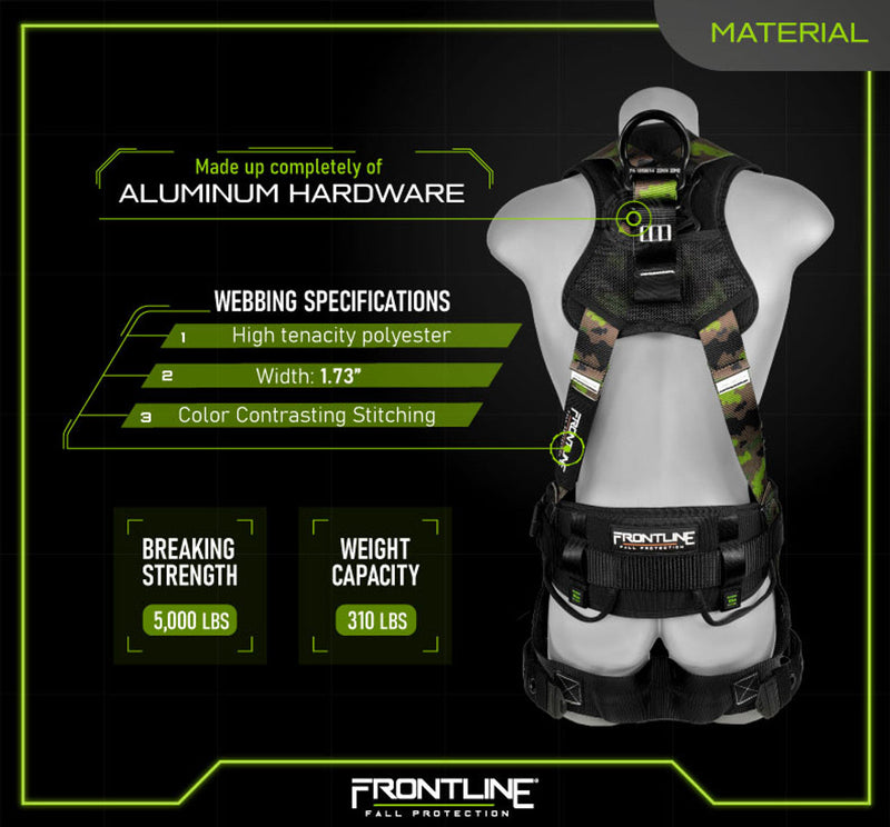 Frontline 110CTB-CF Camouflage Full Body Harness with Aluminum Hardware and Suspension Trauma Straps XL/2X