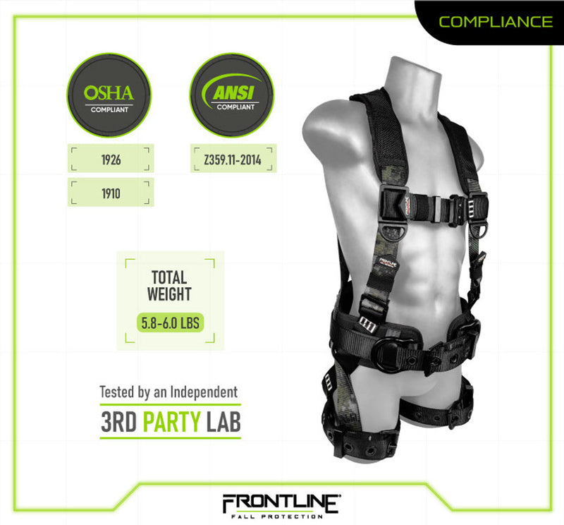 Frontline 110CTB-DC Digital Camo Full Body Harness with Aluminum Hardware and Suspension Trauma Straps XL/2X