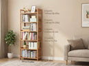 Tall Bamboo Bookshelf – Adjustable Shelves, Narrow Freestanding Storage Rack by 2Dropme