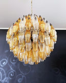 Spherical Murano Poliedri Amber Transparent Glass Chandelier