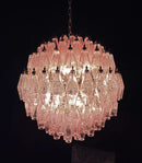 Spherical Poliedri Pink Glass Chandelier
