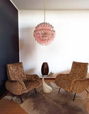 Spherical Poliedri Pink Glass Chandelier