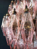 Spherical Poliedri Pink Glass Chandelier