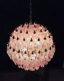 Spherical Poliedri Pink Glass Chandelier