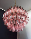 Spherical Poliedri Pink Glass Chandelier