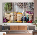 Spices and Herbs Canvas Wall Art Farmhouse Rustic Kitchen