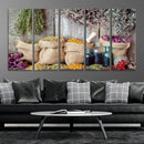 Spices and Herbs Canvas Wall Art Farmhouse Rustic Kitchen