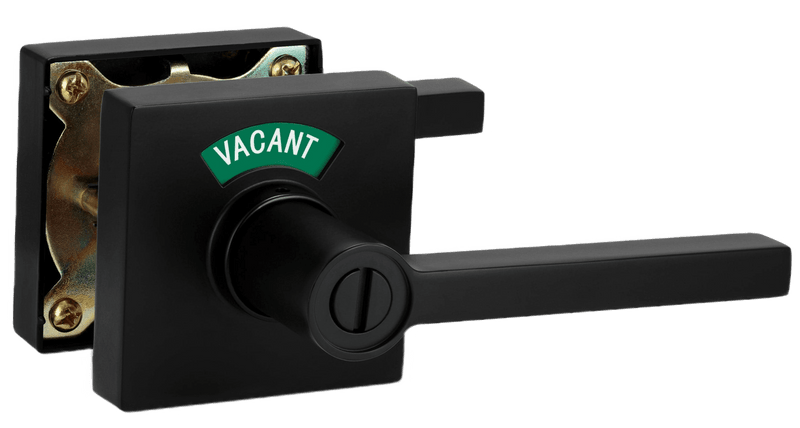 Square Privacy Indicator Door Lock Solstice Lever in Matte Black